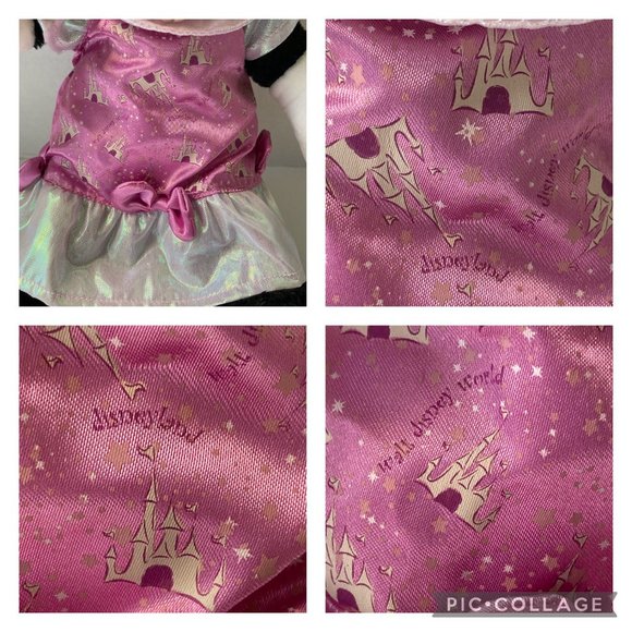 Vintage Disney Parks Minnie Mouse Plush Stuffed Animal Pink Castle Dress - Picture 6 of 16